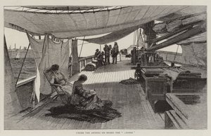 Unter der Markise an Bord der "Undine" (Gravur) von English School
