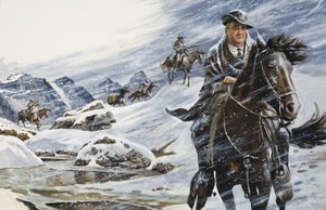 Unidentifizierte Szene mit Mann auf einem Pferd von English School