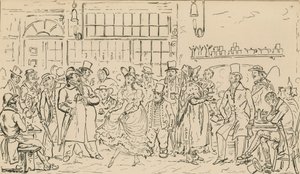 Unidentifizierte Szene, möglicherweise im Zusammenhang mit dem Cock and Hen Club von English School