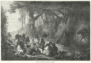 Obere Amazonas – Indianer beim Essen (Gravur) von English School