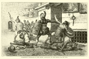 Besiegter Gladiator in der Arena, der das Volk um sein Leben bittet von English School