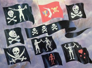 Verschiedene Flaggen berühmter Piraten