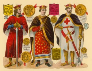 Viktorianischer Ausschnitt: König Stephan, König Heinrich II., König Richard I. von English School
