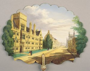 Viktorianischer Paravent, mit einer Szene des Wadham College, Oxford mit der Bodleian Library und dem Hertford College im Hintergrund
