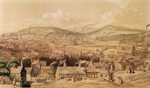 Ansicht von Industriestadt Sheffield aus Südosten von William Ibbit, 1854 von English School