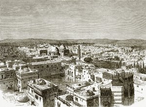 Blick auf Jerusalem vom Teich des Hiskia von English School