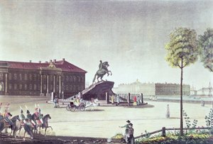 Ansicht des St. Peter der Große Platzes und des St. Petersburger Senats, veröffentlicht von Boyer, London 1815 von English School