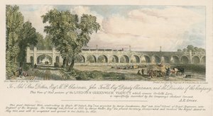 Ansicht eines Teils des London und Greenwich Viadukts, wo es die Corbetts Lane kreuzt, London von English School