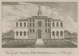Ansicht des Pockenkrankenhauses bei St Pancras, London von English School