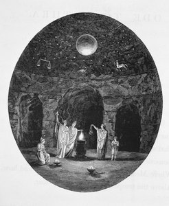 Ansicht der alten mysteriösen Riten, die in der Mithras-Höhle gefeiert wurden von English School