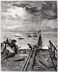 Ansicht der gebrochenen Tay-Brücke vom Nordende von English School