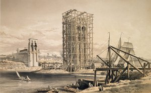 Ansicht des Baus der Britannia Tubular Bridge