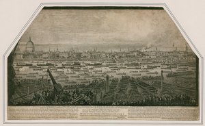 Ansicht des Trauerzugs von Admiral Lord Nelson, als er von Greenwich nach Whitehall gebracht wurde von English School