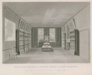 Ansicht des Inneren der Bibliothek von Mr. Pepys im York Building von English School