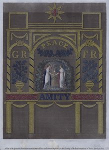 Ansicht der prächtigen Beleuchtung im Haus von Herrn Otto am Portman Square, London, am Abend der Friedensproklamation, 29. April 1802 von English School