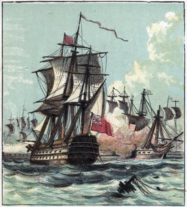 Krieg der Revolution: Schlacht des 13. Prairial Jahres II (01.06.1794) war eine Seeschlacht zwischen dem französischen Geschwader unter dem Kommando von Louis Thomas Villaret de Joyeuse und der britischen Armee von Admiral Howe (1726-1799) vor Ouessant. Di von English School