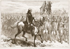 Warren Hastings überprüft Pearses Kolonne, Illustration aus Cassells Illustrierter Geschichte Indiens von James Grant, veröffentlicht 1879 von English School