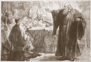 Wicliffe vor der Konvokation in Oxford, Illustration aus Die Geschichte des Protestantismus von James Aitken Wylie, veröffentlicht 1878 von English School