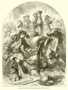 Wilhelm III. stürzt bei Hampton Court von seinem Pferd von English School
