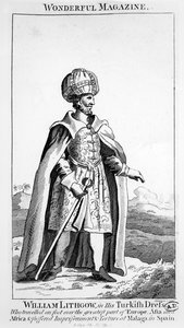 William Lithgow in seiner türkischen Kleidung, Illustration aus Wonderful Magazine, ca. 1750-90 von English School