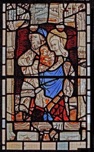 Fenster Ew, Darstellung von St. Maria Salome, Zebedäus mit dem Säugling St. Johannes von English School