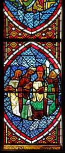 Fenster Ew mit einer Szene der Messe von English School