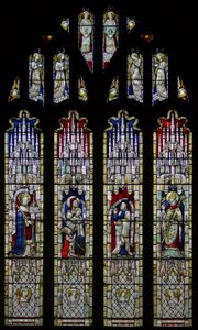 Fenster Ew, Darstellung des Ostfensters: Glas ursprünglich aus der Kirche in Stretton Sugwas