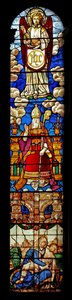 Fenster N2 mit einem Nordschiff-Fenster mit St. Nikolaus von English School
