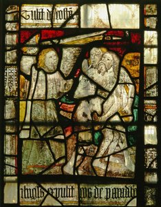 Fenster S2 mit der Vertreibung von Adam und Eva aus dem Paradies