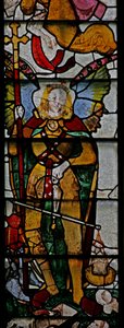Fenster Ww mit einer Szene aus dem Jüngsten Gericht: Der Heilige Michael und andere Details von English School