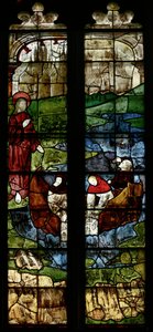 Fenster, das Christus und die Fischer zeigt