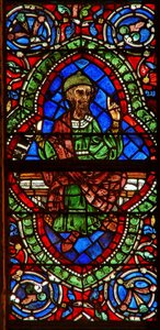 Fenster, das eine genealogische Figur zeigt: Jonan von English School