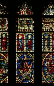 Fenster mit genealogischen Figuren, darunter Obed von English School