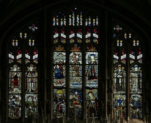 Fenster mit Darstellung des Ostfensters der Beauchamp-Kapelle (nach der Restaurierung) von English School