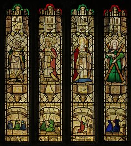 Fenster n2 mit St. Johannes, St. Gregor, St. Leonhard und St. Andreas von English School