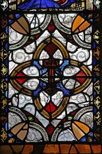 Fenster n4, Grisaille & St. Peter Emblem von English School