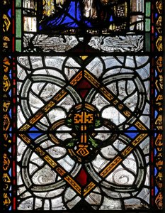Fenster n4, Grisaille & St. Peter Emblem von English School