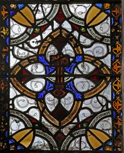 Fenster n4, Grisaille & St. Peter Emblem von English School