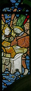Fenster s1 mit musizierenden Engeln mit einem Psalter von English School