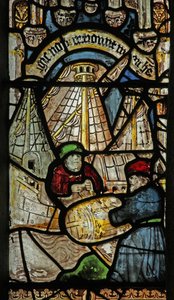 Fenster s2, die Geschichte der Arche Noah darstellend: Beladung der Arche von English School
