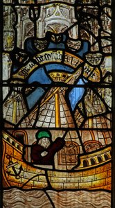 Fenster s2, die Geschichte der Arche Noah darstellend: Rückkehr der Taube