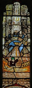 Fenster s2, die Geschichte der Arche Noah darstellend: Rückkehr der Taube