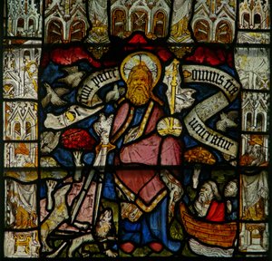 Fenster w24 mit dem Te Deum - Gott, der Vater und Schöpfer von English School