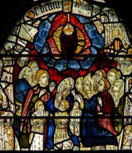Fenster w24 mit dem Te Deum - Wir loben dich, o Gott von English School