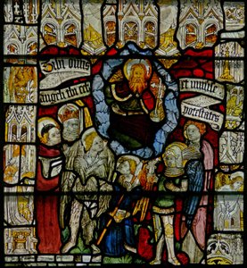 Fenster w24 mit dem Te Deum und der Engelshierarchie von English School