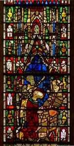 Fenster w26 mit dem Tod von St. Nikolaus von English School