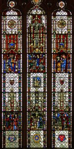 Fenster w31 mit einem Kompositfenster mit St. Edmund, St. William, St. Georg, Verkündigung, Anbetung der Weisen