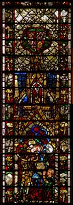Fenster w42 mit einer Szene aus dem Leben der hl. Katharina: die Philosophen werden hingerichtet von English School