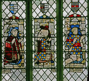 Fenster w5 zeigt Sir Ralph Joscelin, Elizabeth Joselin Clifford, Sir Robert Clifford von English School