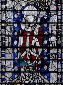 Fenster w6, St. Nikolaus; Rand mit Figuren darstellend von English School